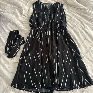 SHEIN Black and White Patterned Midi Dress
